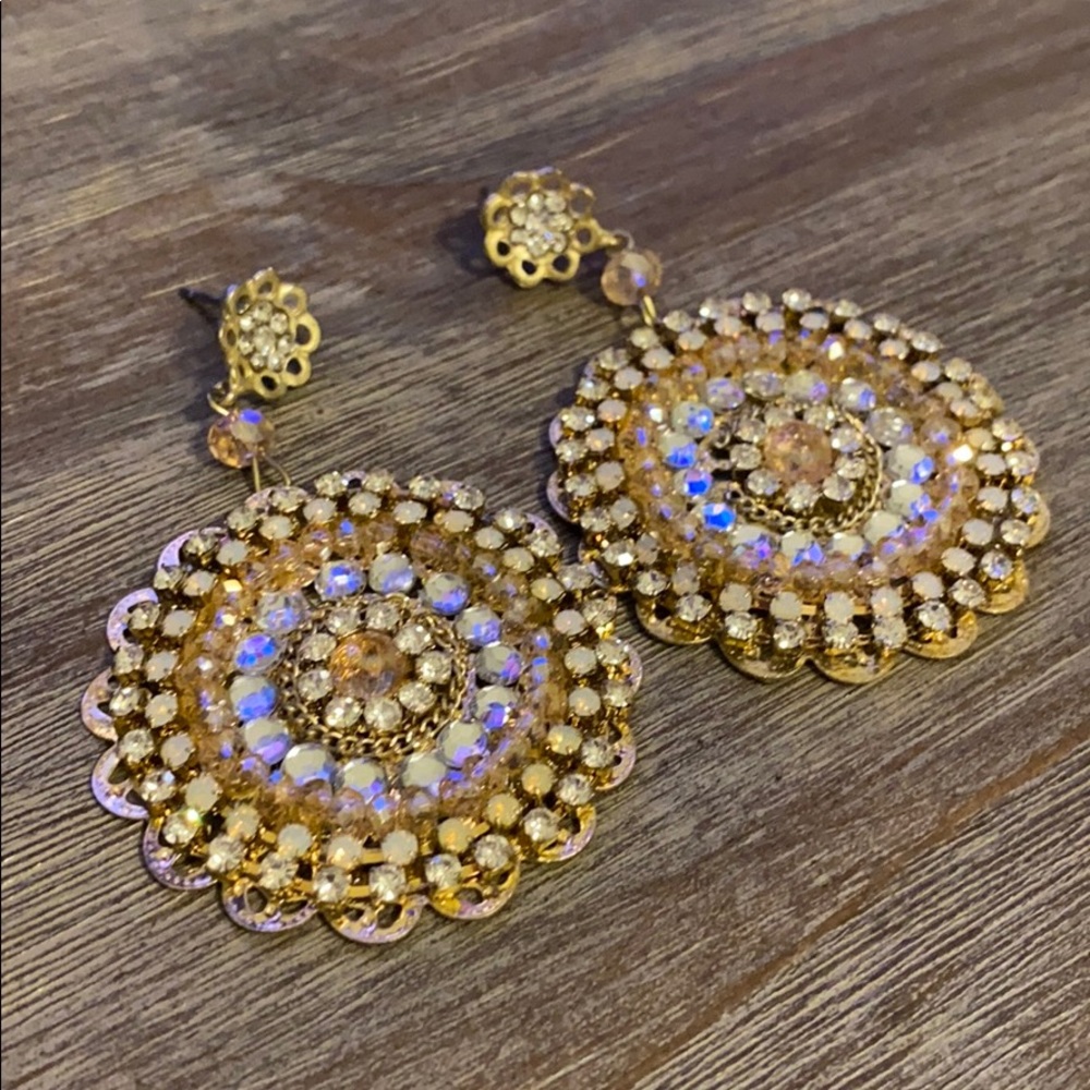 Beautiful gold and dusty rose statement earrings